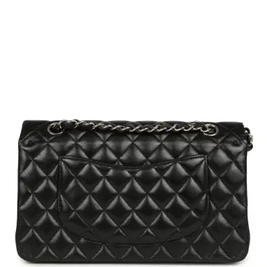 Chanel Pre-owned Chanel Medium Classic Double Flap Black Caviar Silver Hardware | Thumbnail 4