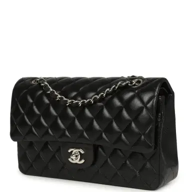 Chanel Pre-owned Chanel Medium Classic Double Flap Black Caviar Silver Hardware | Thumbnail 5