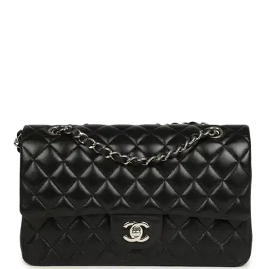 Chanel Pre-owned Chanel Medium Classic Double Flap Black Caviar Silver Hardware | Thumbnail 1