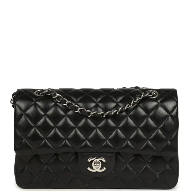 Chanel Pre-owned Chanel Medium Classic Double Flap Black Caviar Silver Hardware