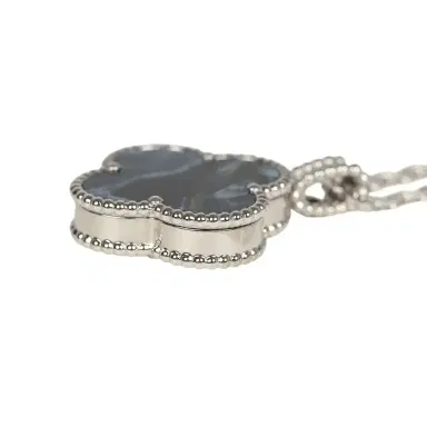 Van Cleef & Arpels Van Cleef & Arpels Alhambra Secret Pendant Watch Necklace Pietersite, Diamonds, 18K White Gold Guilloche | Thumbnail 14 Van Cleef & Arpels Van Cleef & Arpels Alhambra Secret Pendant Watch Necklace Pietersite, Diamonds, 18K White Gold Guilloche | Thumbnail 14