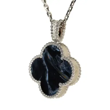 Van Cleef & Arpels Van Cleef & Arpels Alhambra Secret Pendant Watch Necklace Pietersite, Diamonds, 18K White Gold Guilloche | Thumbnail 6 Van Cleef & Arpels Van Cleef & Arpels Alhambra Secret Pendant Watch Necklace Pietersite, Diamonds, 18K White Gold Guilloche | Thumbnail 6
