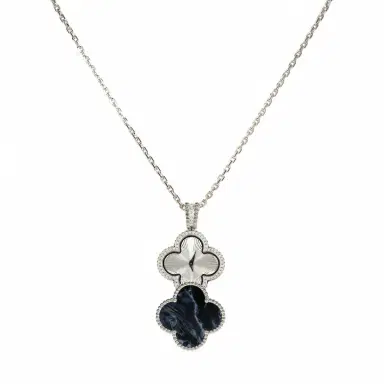 Van Cleef & Arpels Van Cleef & Arpels Alhambra Secret Pendant Watch Necklace Pietersite, Diamonds, 18K White Gold Guilloche | Thumbnail 1 Van Cleef & Arpels Van Cleef & Arpels Alhambra Secret Pendant Watch Necklace Pietersite, Diamonds, 18K White Gold Guilloche | Thumbnail 1