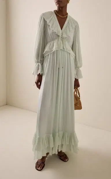 Chloé Ruffled Georgette Maxi Dress | Thumbnail 2 Chloé Ruffled Georgette Maxi Dress | Thumbnail 2