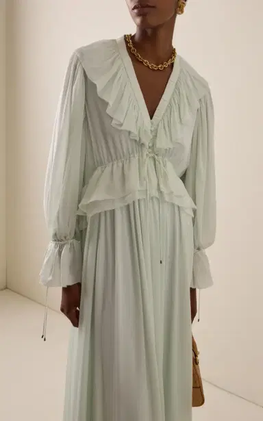 Chloé Ruffled Georgette Maxi Dress | Thumbnail 3 Chloé Ruffled Georgette Maxi Dress | Thumbnail 3