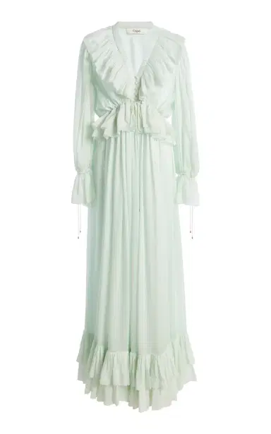 Chloé Ruffled Georgette Maxi Dress | Thumbnail 7 Chloé Ruffled Georgette Maxi Dress | Thumbnail 7