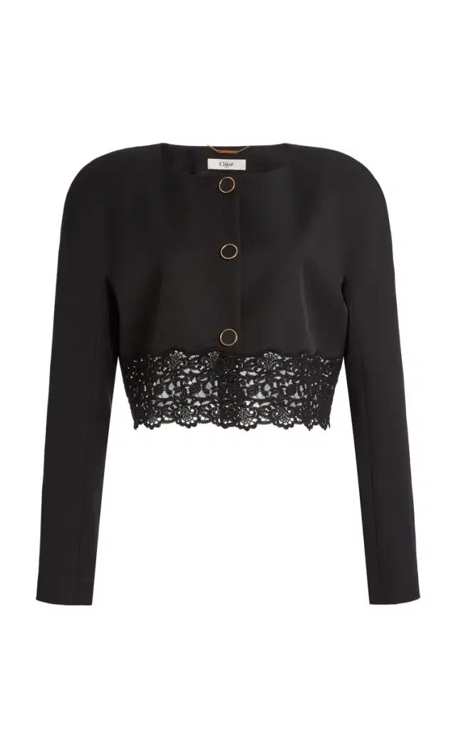 Chloé Lace-Trimmed Wool Grain Du Poudre Jacket