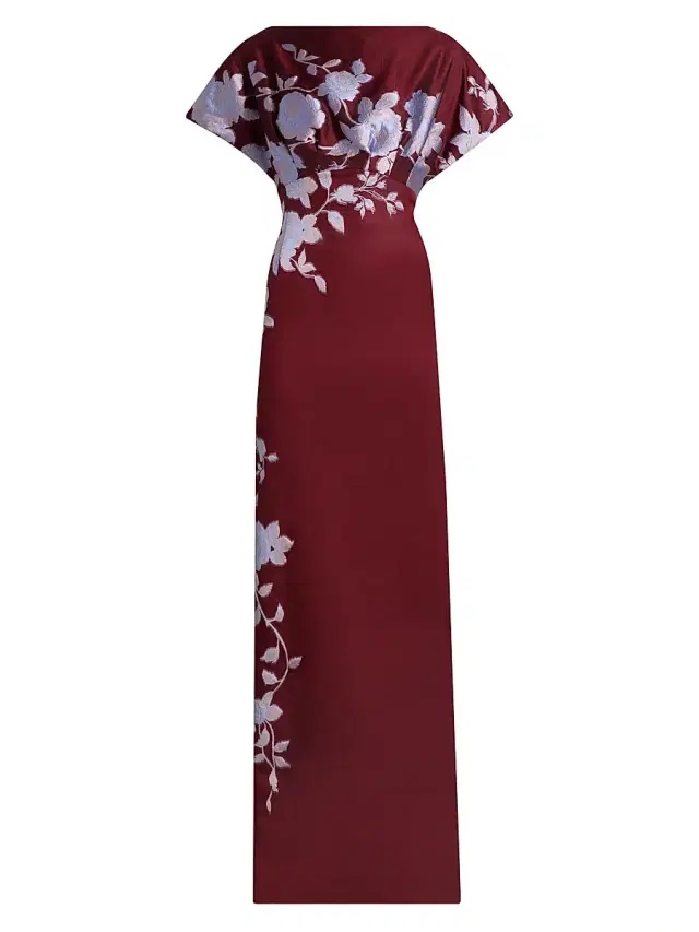 Lela Rose Women's Rose Fil Coupé Column Gown - Oxblood Lavender