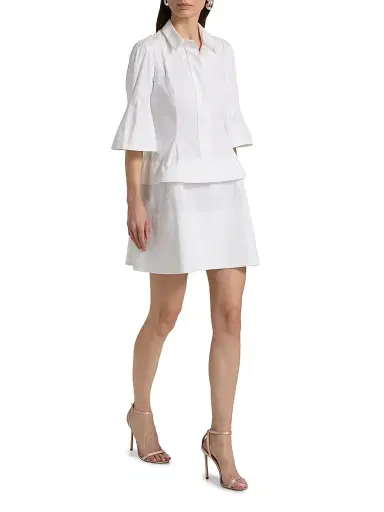 Lela Rose Women's Poplin Flare-Sleeve Shirtdress | Thumbnail 2 Lela Rose Women's Poplin Flare-Sleeve Shirtdress | Thumbnail 2