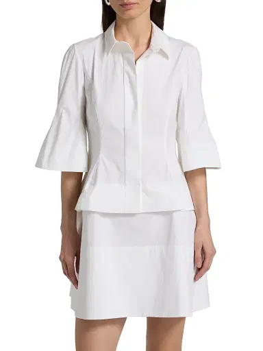 Lela Rose Women's Poplin Flare-Sleeve Shirtdress | Thumbnail 3 Lela Rose Women's Poplin Flare-Sleeve Shirtdress | Thumbnail 3