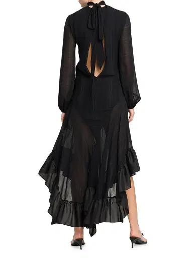 Philosophy di Lorenzo Serafini Women's Ruffled Silk Tie-Back Maxi Dress | Thumbnail 5