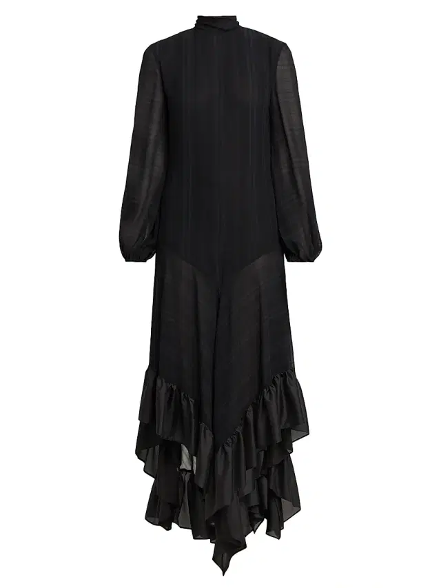 Philosophy di Lorenzo Serafini Women's Ruffled Silk Tie-Back Maxi Dress