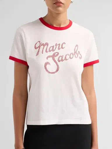 Marc Jacobs Women's Logo Cotton-Blend T-Shirt - White Multi | Thumbnail 5