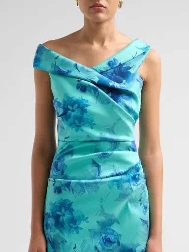 Teri Jon by Rickie Freeman Women's Floral Ruched Stretch-Gazar Gown | Thumbnail 5