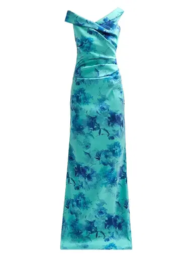Teri Jon by Rickie Freeman Women's Floral Ruched Stretch-Gazar Gown | Thumbnail 1