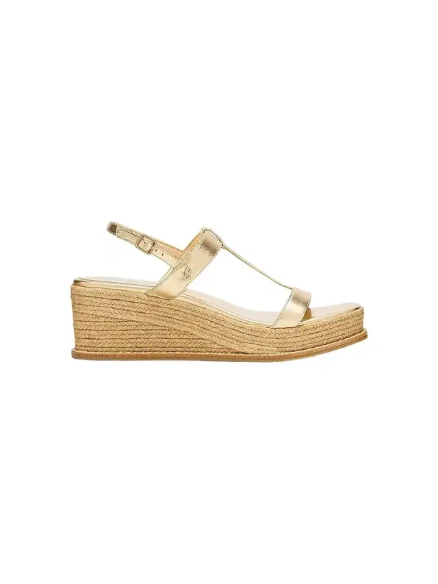 Jimmy Choo Women's Theia 60MM Leather Espadrille Wedge Sandals - Gold