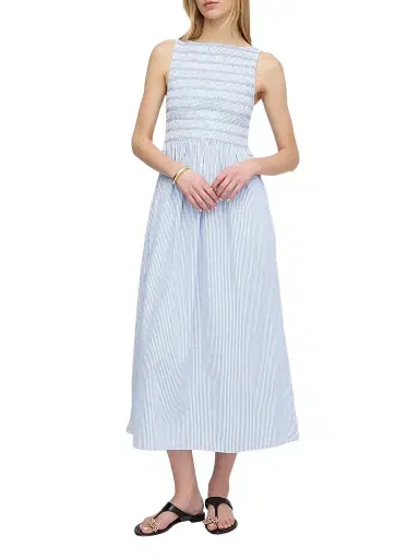 Hill House Home Women's The Cosima Nap Dress - Blue White Stripe - Size XXXXL | Thumbnail 1