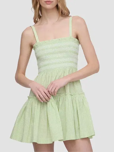Hill House Home Women's The Seraphina Mini Nap Dress - Lime Gingham | Thumbnail 2