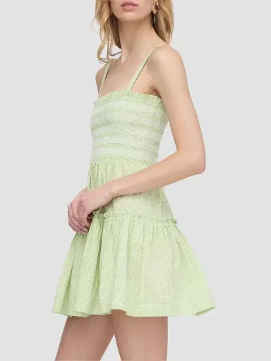 Hill House Home Women's The Seraphina Mini Nap Dress - Lime Gingham | Thumbnail 3