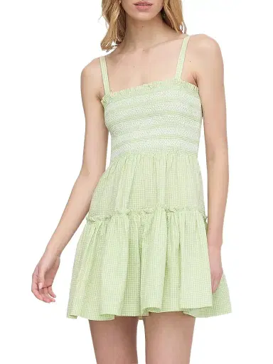 Hill House Home Women's The Seraphina Mini Nap Dress - Lime Gingham | Thumbnail 1