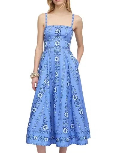 Hill House Home Women's The Margot Dress - Blue Arcadia Border - Size XXL | Thumbnail 1