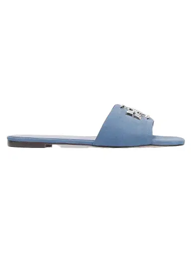 Tory Burch Women's Eleanor Logo Suede Slide Sandals - Milky Blue Silver - Size 7 | Thumbnail 1