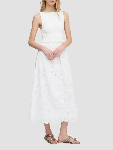 Hill House Home Women's The Christina Nap Dress - White Trellis Broderie - Size Large | Thumbnail 4