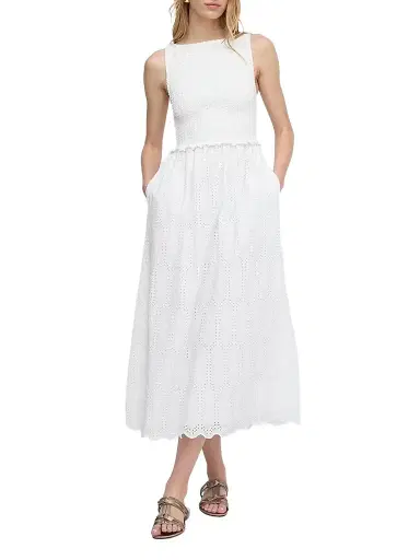 Hill House Home Women's The Christina Nap Dress - White Trellis Broderie - Size Large | Thumbnail 1