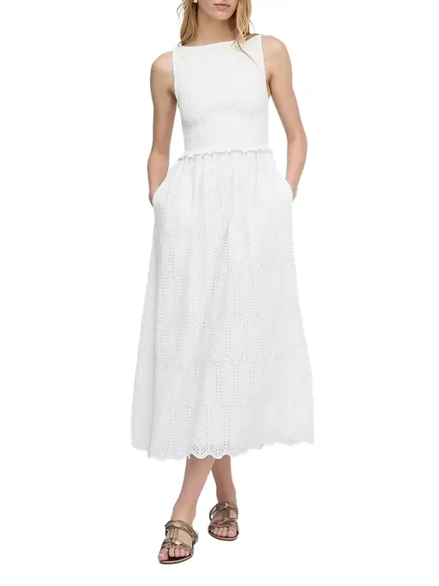 Hill House Home Women's The Christina Nap Dress - White Trellis Broderie