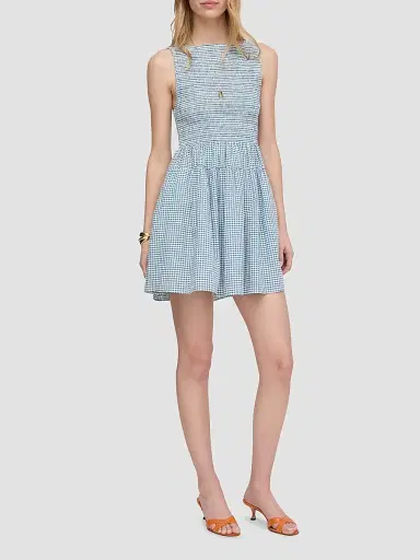 Hill House Home Women's The Cosima Mini Nap Dress - Lagoon Gingham | Thumbnail 2