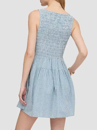 Hill House Home Women's The Cosima Mini Nap Dress - Lagoon Gingham | Thumbnail 4