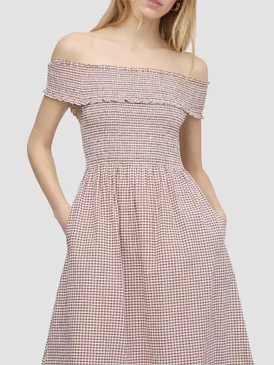 Hill House Home Women's The Marguerite Nap Dress - Cognac Gingham - Size XL | Thumbnail 2