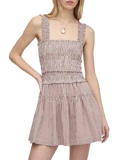 Hill House Home Women's The Azalea Mini Nap Dress - Cognac Gingham - Size XXL | Thumbnail 1 Hill House Home Women's The Azalea Mini Nap Dress - Cognac Gingham - Size XXL | Thumbnail 1