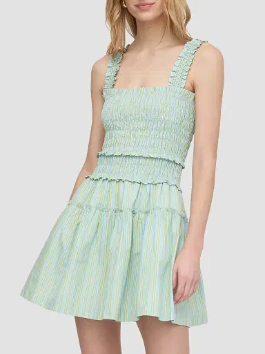Hill House Home Women's The Azalea Mini Nap Dress - Blue Green Stripe - Size Large | Thumbnail 2 Hill House Home Women's The Azalea Mini Nap Dress - Blue Green Stripe - Size Large | Thumbnail 2