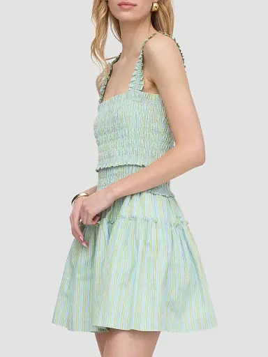 Hill House Home Women's The Azalea Mini Nap Dress - Blue Green Stripe - Size Large | Thumbnail 3 Hill House Home Women's The Azalea Mini Nap Dress - Blue Green Stripe - Size Large | Thumbnail 3