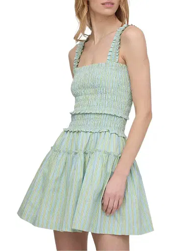 Hill House Home Women's The Azalea Mini Nap Dress - Blue Green Stripe - Size Large | Thumbnail 1 Hill House Home Women's The Azalea Mini Nap Dress - Blue Green Stripe - Size Large | Thumbnail 1