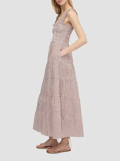 Hill House Home Women's The Goldie Nap Dress - Cognac Gingham | Thumbnail 2