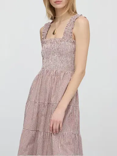 Hill House Home Women's The Goldie Nap Dress - Cognac Gingham | Thumbnail 4