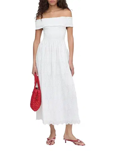 Hill House Home Women's The Marguerite Nap Dress - White Trellis Broderie | Thumbnail 1