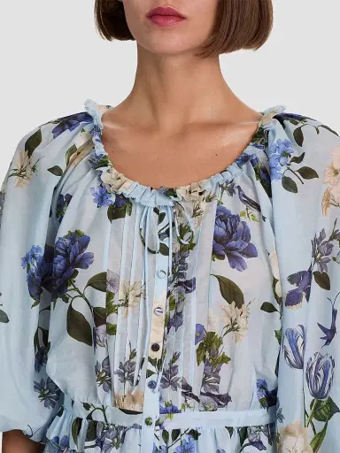 Alice + Olivia Women's McLaine Floral Cotton-Silk Crop Blouse | Thumbnail 6