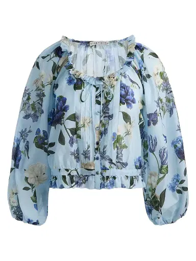 Alice + Olivia Women's McLaine Floral Cotton-Silk Crop Blouse | Thumbnail 1