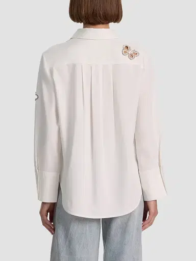 Alice + Olivia Women's Finely Embellished Button-Front Shirt - Off White Silver Crystal - Size XL | Thumbnail 5 Alice + Olivia Women's Finely Embellished Button-Front Shirt - Off White Silver Crystal - Size XL | Thumbnail 5