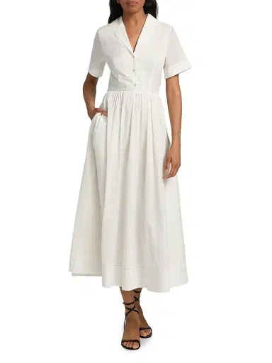 Staud Women's Meryl Voile Midi Shirtdress - White | Thumbnail 2 Staud Women's Meryl Voile Midi Shirtdress - White | Thumbnail 2