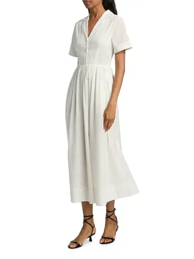 Staud Women's Meryl Voile Midi Shirtdress - White | Thumbnail 4 Staud Women's Meryl Voile Midi Shirtdress - White | Thumbnail 4