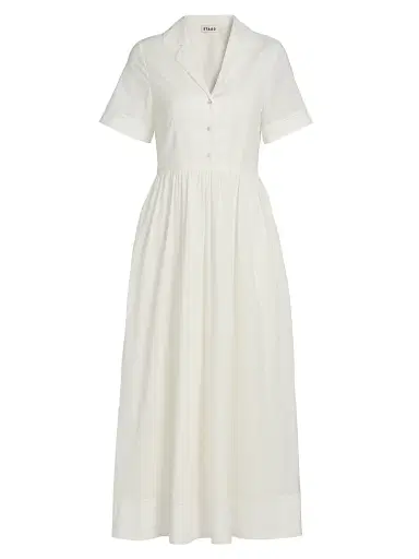 Staud Women's Meryl Voile Midi Shirtdress - White | Thumbnail 1 Staud Women's Meryl Voile Midi Shirtdress - White | Thumbnail 1