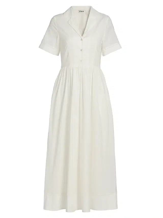 Staud Women's Meryl Voile Midi Shirtdress - White
