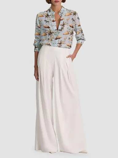 Alice + Olivia Women's Willa Staceface Silk Button-Front Top - Untamed - Size XL | Thumbnail 2