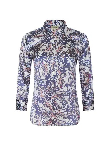 L'Agence Women's Dani Butterfly-Print Silk Button-Front Shirt | Thumbnail 1 L'Agence Women's Dani Butterfly-Print Silk Button-Front Shirt | Thumbnail 1