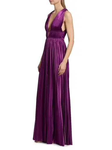 Ulla Johnson Women's Lena Accordion-Pleated Satin Gown - Amaranth - Size 16 | Thumbnail 4 Ulla Johnson Women's Lena Accordion-Pleated Satin Gown - Amaranth - Size 16 | Thumbnail 4