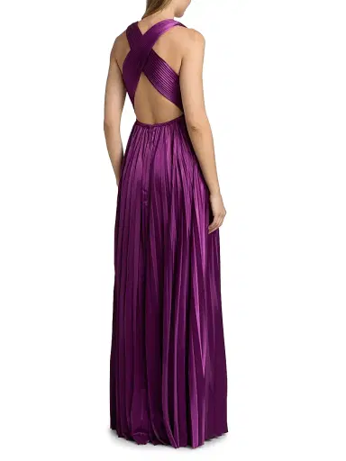 Ulla Johnson Women's Lena Accordion-Pleated Satin Gown - Amaranth - Size 16 | Thumbnail 5 Ulla Johnson Women's Lena Accordion-Pleated Satin Gown - Amaranth - Size 16 | Thumbnail 5